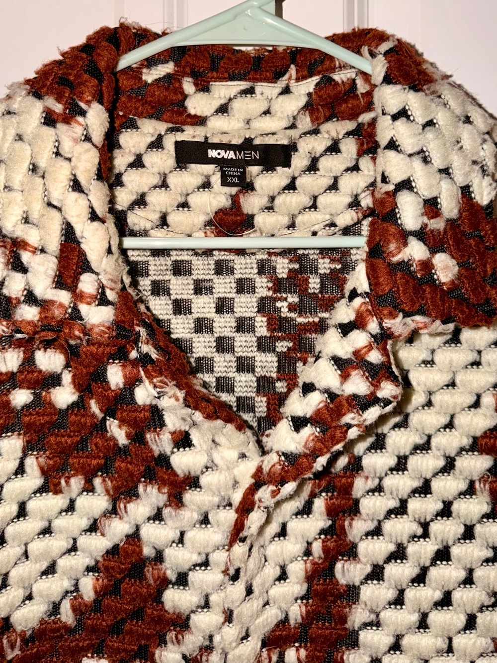 Men’s Rust & Cream Check Teddy Shirt